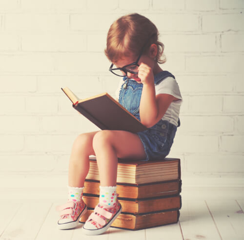 Child reading a book